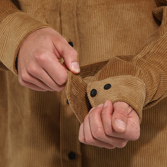 Water-repellent technical Dough shirt - camel corduroy