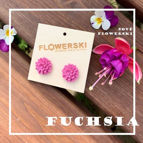 Flowerski náušnice - fuchsia