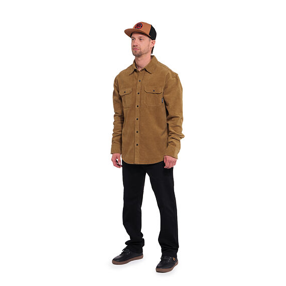 Water-repellent technical Dough shirt - camel corduroy